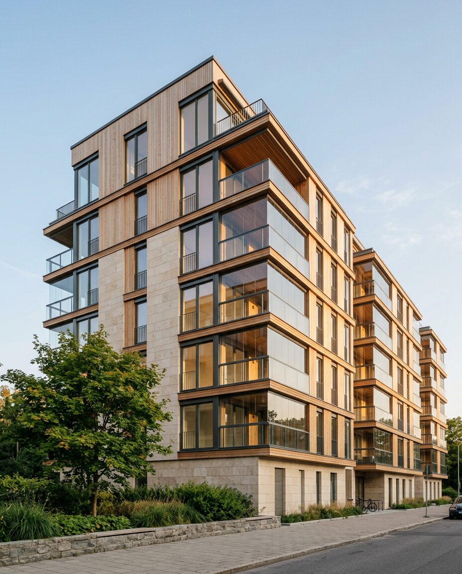 Contemporary apartment architecture with clean lines and generous windows